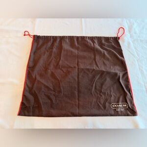 Coach Brown Dust Bag with White Logo Red Drawstring 22”x19”